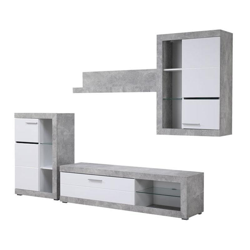 Κέντρο Ψυχαγωγίας - Σύνθεση Rosso Λευκό - Γκρί Concrete - Λευκή Λάκα 266x41x186 εκ. Κέντρο Ψυχαγωγίας - Σύνθεση Rosso Λευκό - Γκρί Concrete - Λευκή Λάκα 266x41x186 εκ.