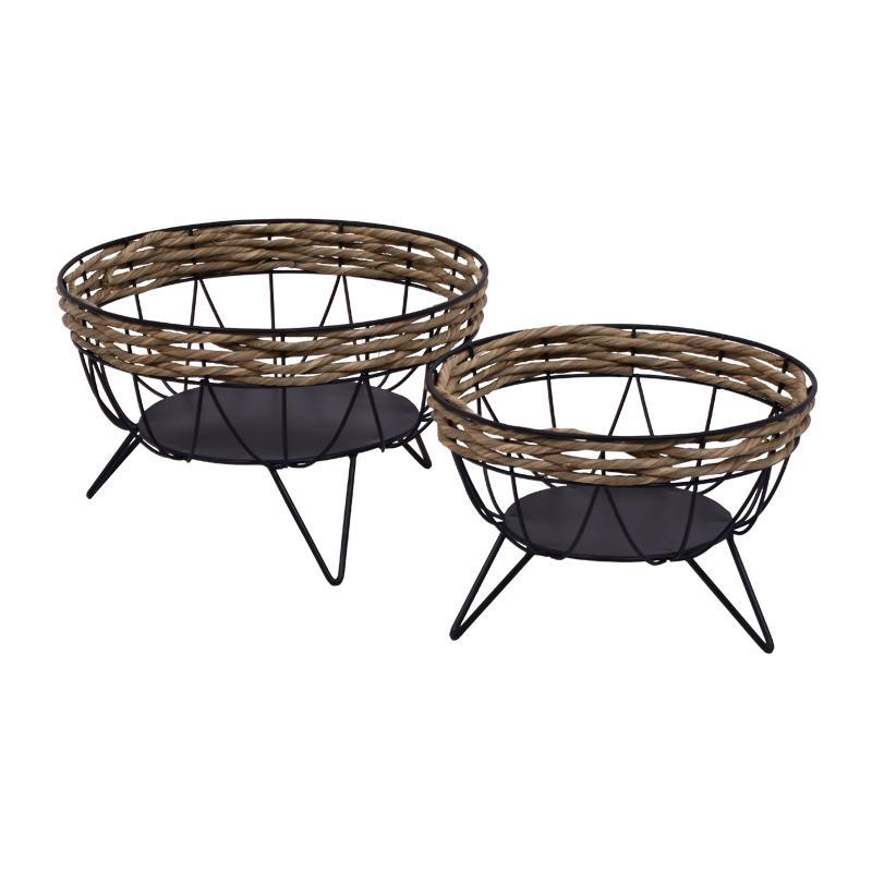 Σετ 2 τεμ Μεταλλικά Καλάθια FL085 Fylliana Μαύρο 30x30x18,5 εκ.