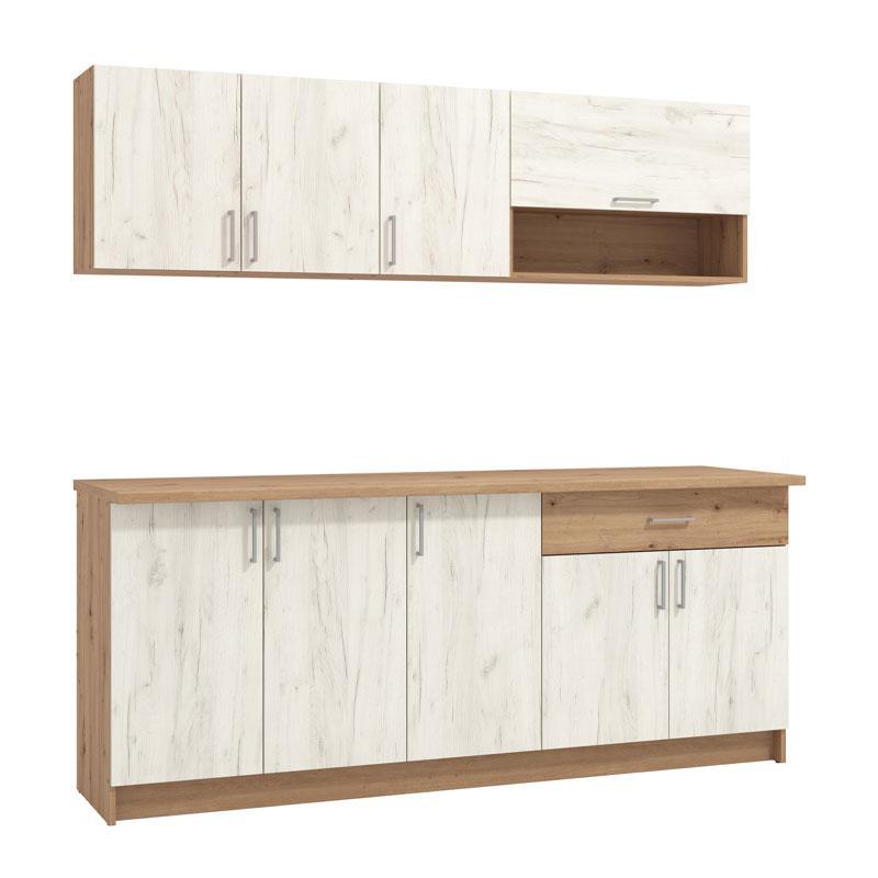 Έτοιμη Σύνθεση Κουζίνας Tamara 200 Artisan Oak - Λευκό Δρύς 200x60x199,5 εκ.