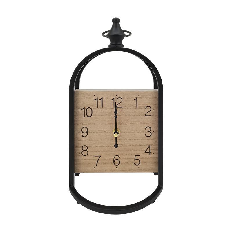 Επιτραπέζιο Ρολοϊ FL315 Fylliana σε Μαύρο - Καφέ χρώμα 17x14x33εκ.