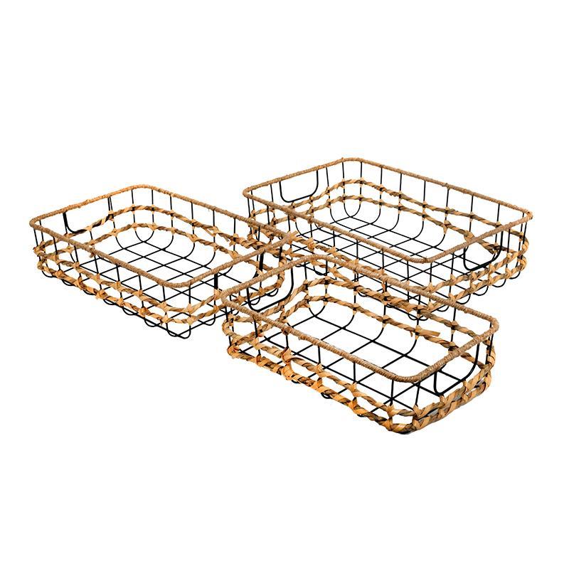Σετ 3 τεμ Καλάθια FL220153 Fylliana Μπεζ 46x30x12 εκ.