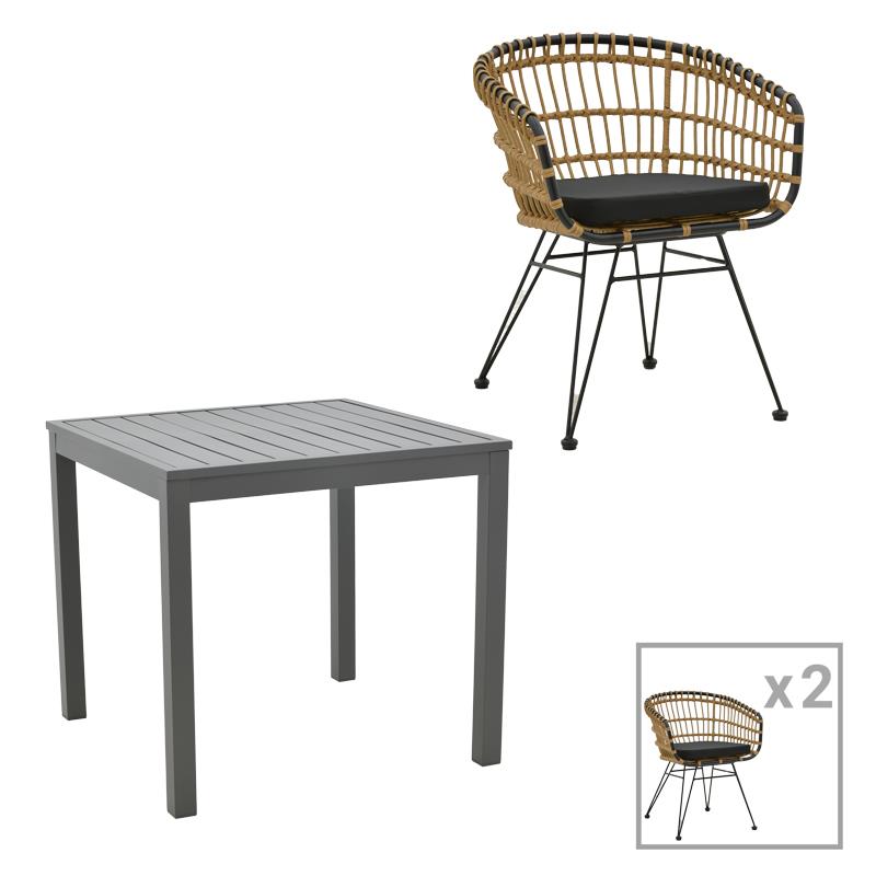 Τραπεζαρία Kliton-Naoki A σετ 3τεμ ανθρακί αλουμίνιο και μέταλλο σε μαύρη απόχρωση 80x80x74εκ Τραπεζαρία Kliton-Naoki A σετ 3τεμ ανθρακί αλουμίνιο και μέταλλο σε μαύρη απόχρωση 80x80x74εκ