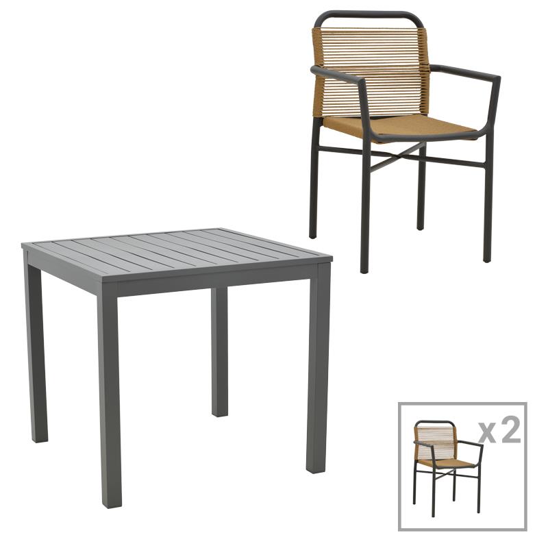 Τραπεζαρία Kliton-Clutch σετ 3τεμ αλουμίνιο σε ανθρακί απόχρωση 80x80x74εκ Τραπεζαρία Kliton-Clutch σετ 3τεμ αλουμίνιο σε ανθρακί απόχρωση 80x80x74εκ