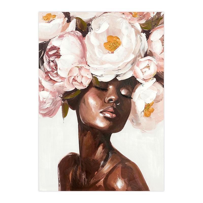 Πίνακας σε Καμβά Woman with flowers FL048 Fylliana Καφέ -Μπέζ -Ρόζ και Λευκό 70x3x100εκ. Πίνακας σε Καμβά Woman with flowers FL048 Fylliana Καφέ -Μπέζ -Ρόζ και Λευκό 70x3x100εκ.