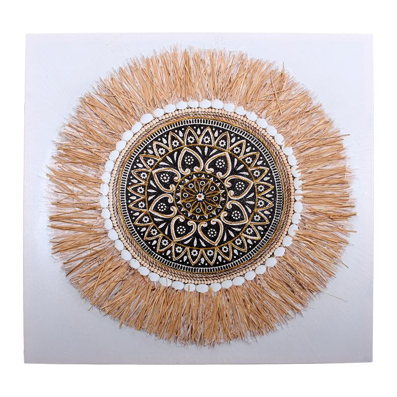 Κάδρο FL23958 Fylliana Λευκό και Μπέζ χρώμα 80x3x80εκ.