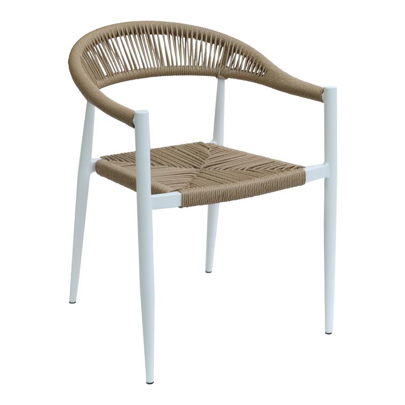 Καρέκλα - Πολυθρόνα Fagen στοιβαζόμενη λευκό αλουμίνιο-φυσικό textilene 56x60x78 εκ.
