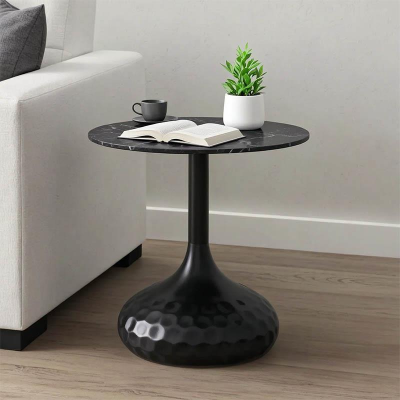 Βοηθητικό τραπέζι Fabron Inart μαύρο sintered stone Φ50x52εκ Βοηθητικό τραπέζι Fabron Inart μαύρο sintered stone Φ50x52εκ