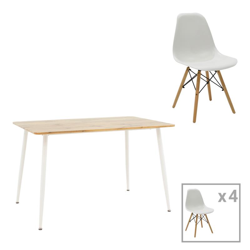 Σετ Τραπεζαρίας Julita-Cuba 5τεμ pp-mdf σε λευκή-sonoma απόχρωση 120x80x75εκ.