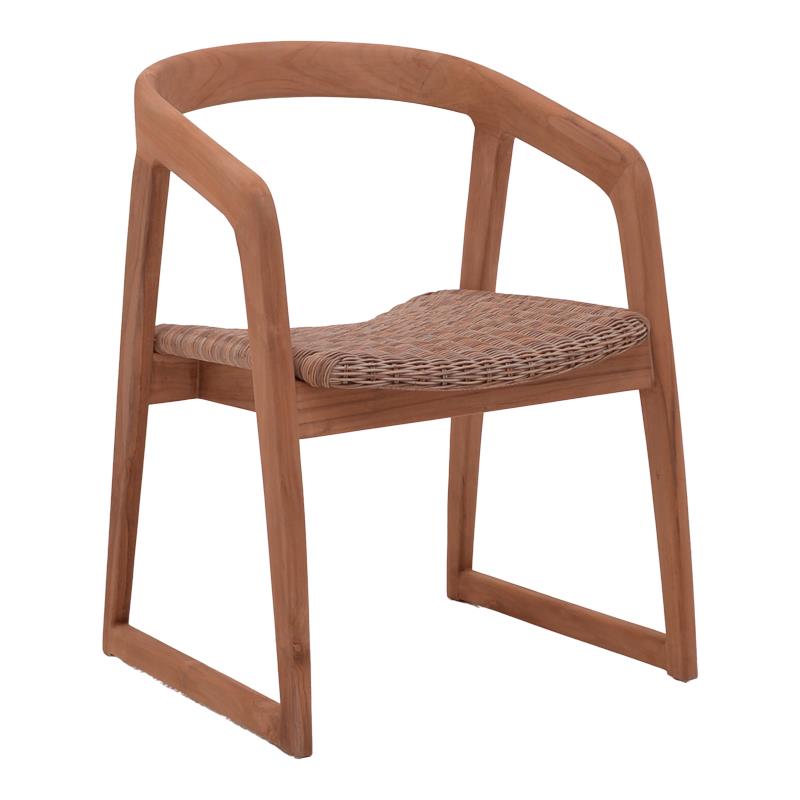 Καρέκλα - Πολυθρόνα Somalia σκελετός αλουμινίου με teak πόδι σε Φυσικό και καφέ pe rattan 57x62x80 εκ.