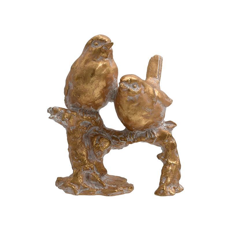 Επιτραπέζιο Διακοσμητικό "Πουλιά σε κλαδί" FL543 Fylliana Polyresin Χρυσό-Λευκό χρώμα 15x10x17εκ