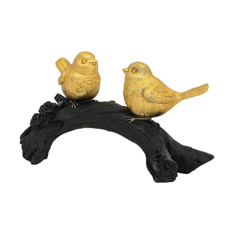 Επιτραπέζιο Διακοσμητικό "Πουλιά σε κλαδί" FL629 Fylliana Polyresin Μαύρο-Χρυσό χρώμα 28x10x15εκ