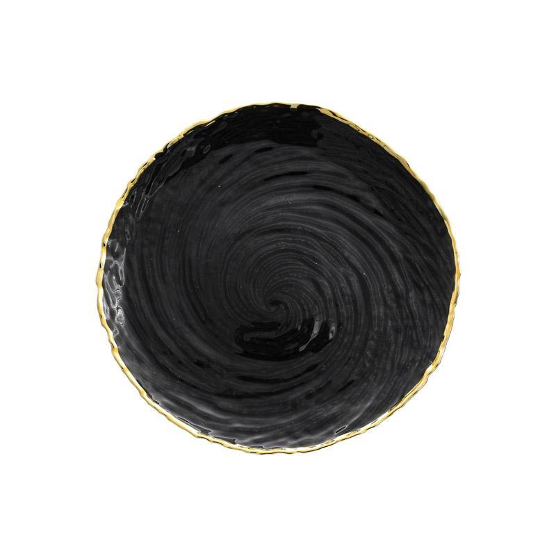 Πιατέλα Γυάλινη Στρογγυλή FL26 Fylliana Μαύρο 26x26x2 εκ.