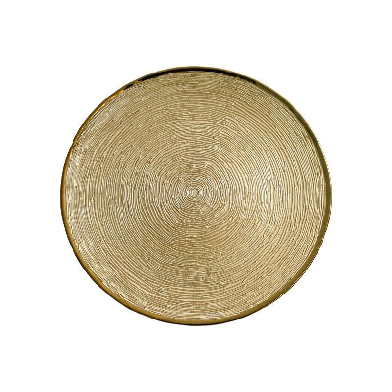 Πιατέλα Γυάλινη Στρογγυλή FL329 Fylliana Χρυσο 26x26x2 εκ.