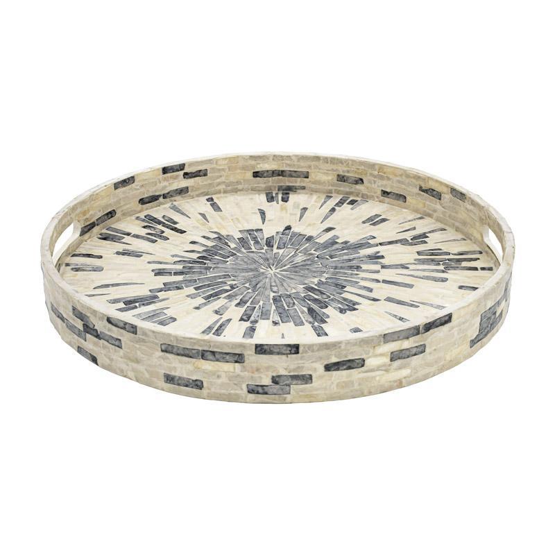 Διακοσμητικός Δίσκος Bamboo - Κοχύλι FL01 Fylliana Γκρί Λευκό 40x40x4 εκ.