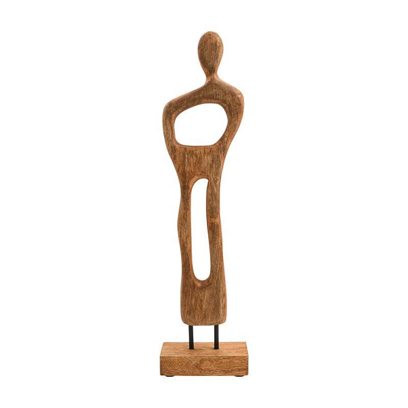 Διακοσμητικό Φιγούρα Γυναίκας FL0067 Fylliana Ξύλινο με Φυσικό Αντικέ φινίρισμα 15x7x58εκ
