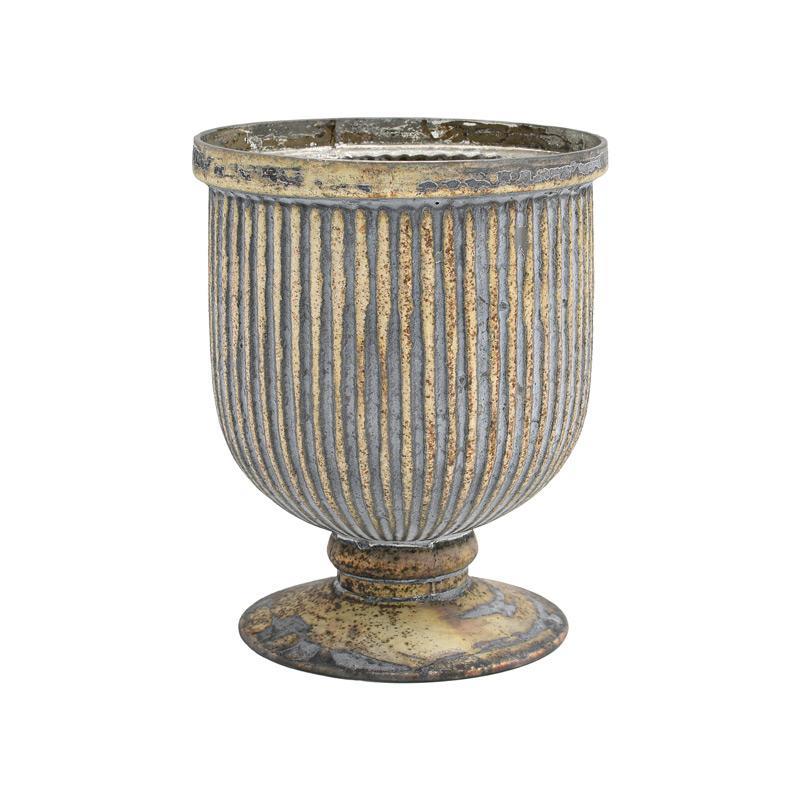 Γυάλινο Βάζο με Πόδι FL638 Fylliana Μπρονζέ Φ14x18 εκ.