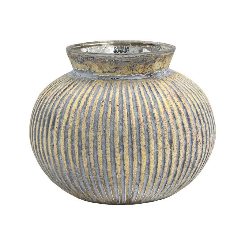 Γυάλινο Βάζο FL1223 Fylliana Μπρονζέ Φ16x13 εκ.