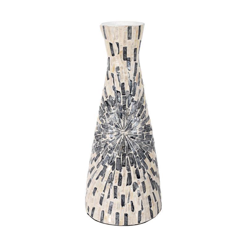 Βάζο Bamboo-Κοχύλι Fylliana FL03 Γκρι-Λευκό Φ18x43 εκ.