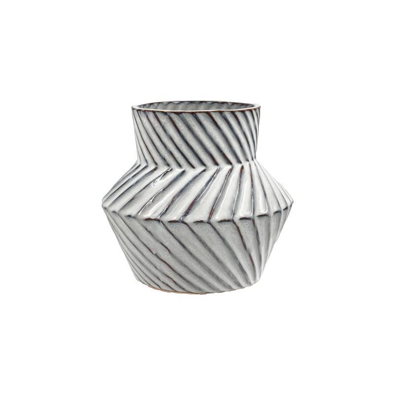 Κεραμικό Βάζο FL311 Fylliana Λευκό - Γκρί Φ20x18 εκ.