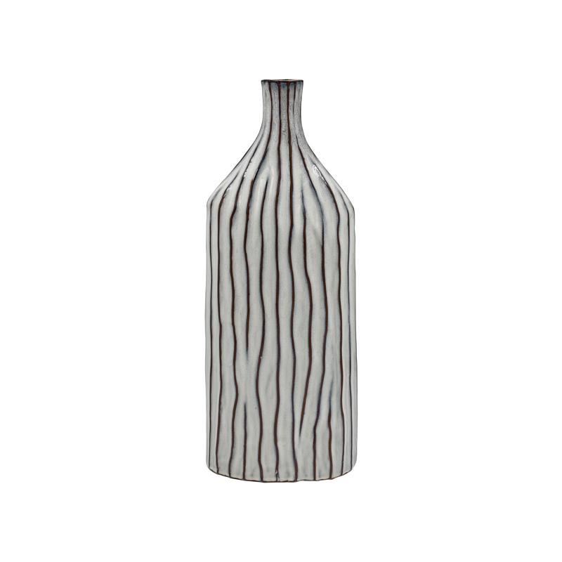 Κεραμικό Βάζο FL524 Fylliana Λευκό - Γκρί 18x9x44 εκ.