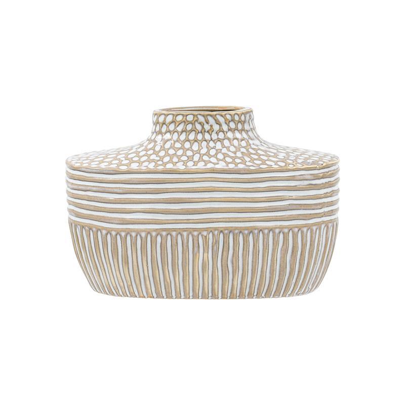 Κεραμικό Βάζο FL23764 Fylliana Μπεζ - Λευκό 31x11x20 εκ.