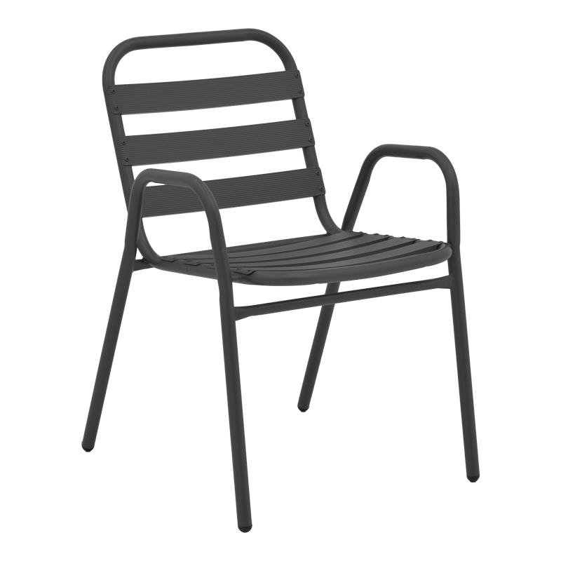 Καρέκλα - Πολυθρόνα Sussie στοιβαζόμενη ανθρακί μέταλλο με φέτες αλουμινίου 45x62x76 εκ.