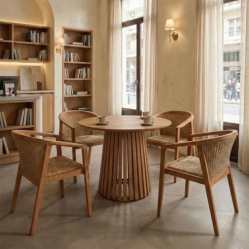 Τραπεζαρία Granny-Kenda σετ 5τεμ σε φυσική-μπεζ απόχρωση Φ80x75εκ Τραπεζαρία Granny-Kenda σετ 5τεμ σε φυσική-μπεζ απόχρωση Φ80x75εκ