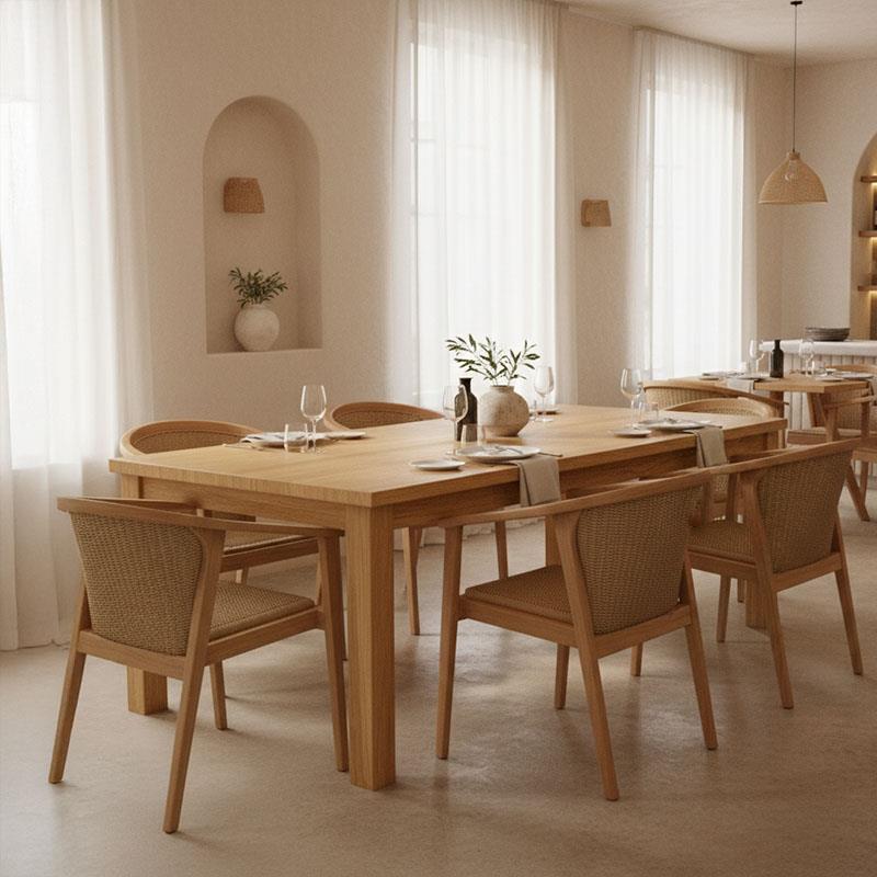 Τραπεζαρία Granny-Wooly σετ 7τεμ σε φυσική-μπεζ απόχρωση 220x90x75εκ Τραπεζαρία Granny-Wooly σετ 7τεμ σε φυσική-μπεζ απόχρωση 220x90x75εκ