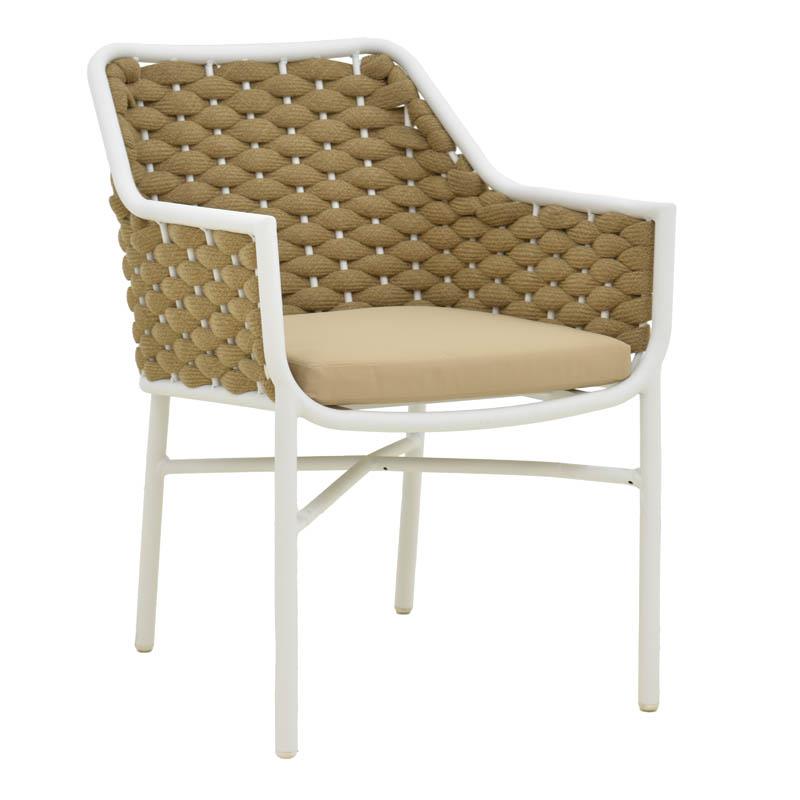 Καρέκλα - Πολυθρόνα Ortegia αλουμινίου-pp στοιβαζόμενη με λευκό σκελετό και μαξιλάρι 57x62x82εκ