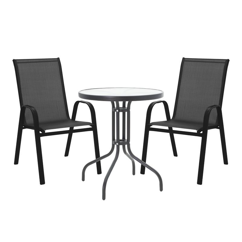 Σετ κήπου - Τραπεζαρία κήπου Calan-Watson σετ 3τεμ μέταλλο μαύρο-textilene μαύρο