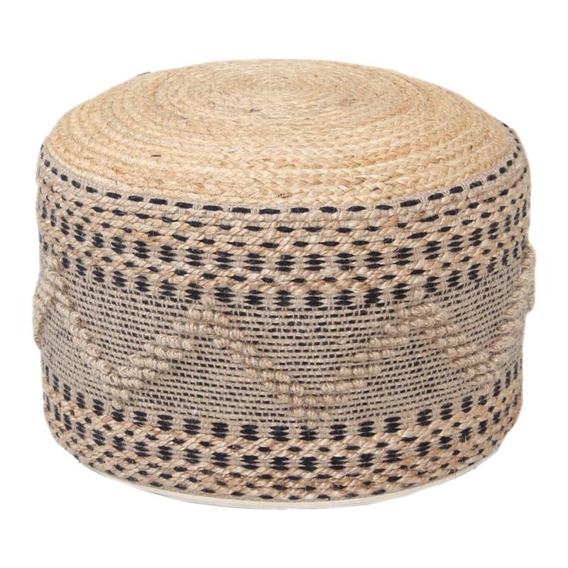 Σκαμπό - πουφ Βangku Inart γιούτα - βαμβάκι φυσικό Φ45x30 εκ.