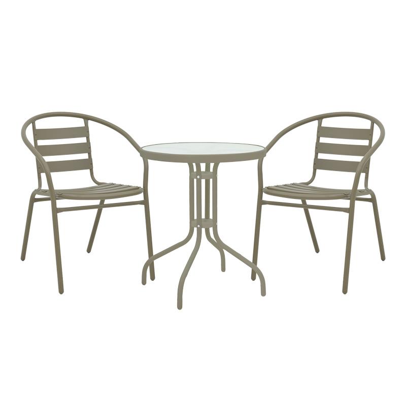 Σετ κήπου - Τραπεζαρία Watson - Tade 3 τεμ. μέταλλο σαμπανιζέ - γυαλί Φ60x70 εκ. Σετ κήπου - Τραπεζαρία Watson - Tade 3 τεμ. μέταλλο σαμπανιζέ - γυαλί Φ60x70 εκ.