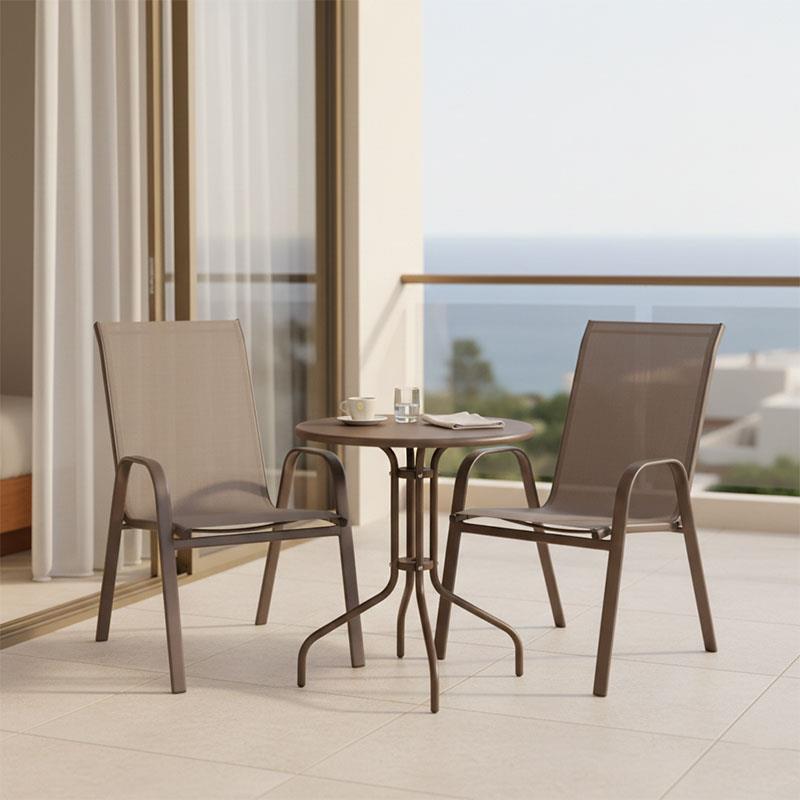 Σετ κήπου - Τραπεζαρία Vergo - Calan 3 τεμ. μέταλλο καφέ Φ60x70 εκ. Σετ κήπου - Τραπεζαρία Vergo - Calan 3 τεμ. μέταλλο καφέ Φ60x70 εκ.