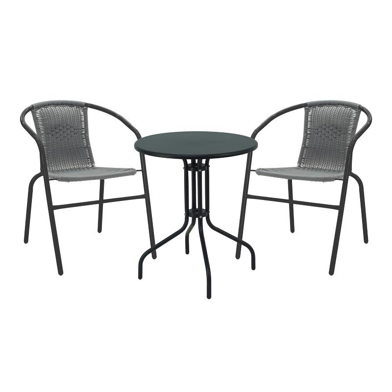 Σετ κήπου - Τραπεζαρία Vergo-Obbi 3 τεμ. μαύρο μέταλλο Φ60x70 εκ.