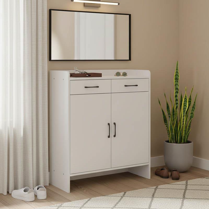 Παπουτσοθήκη Gazen 12 ζεύγων με συρτάρια λευκό 80x33x100 εκ.