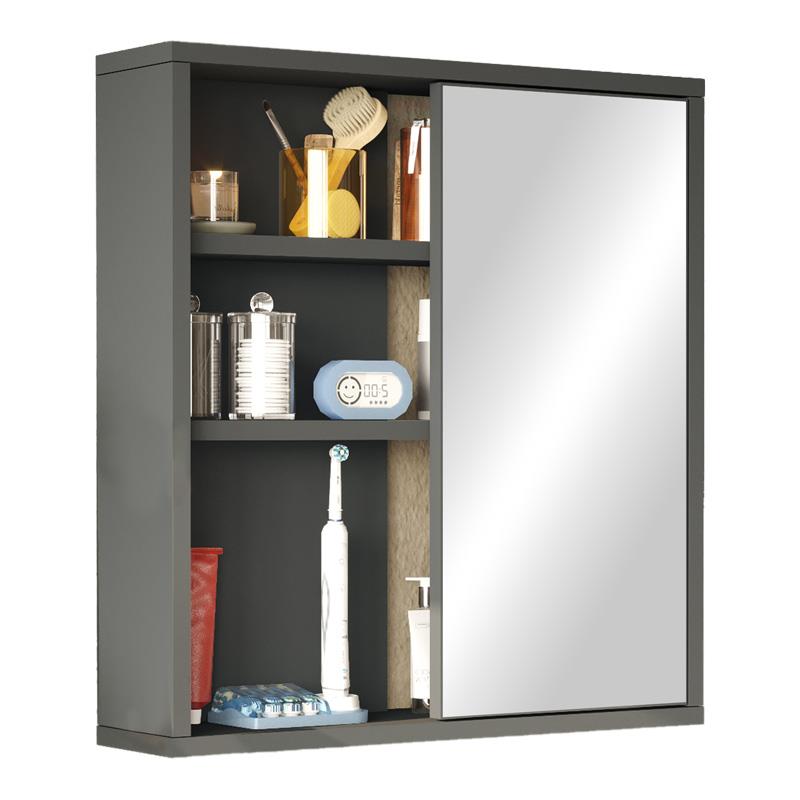 Ντουλάπι μπάνιου Bagno με καθρέπτη ανθρακί 60x14,5x63,6 εκ.