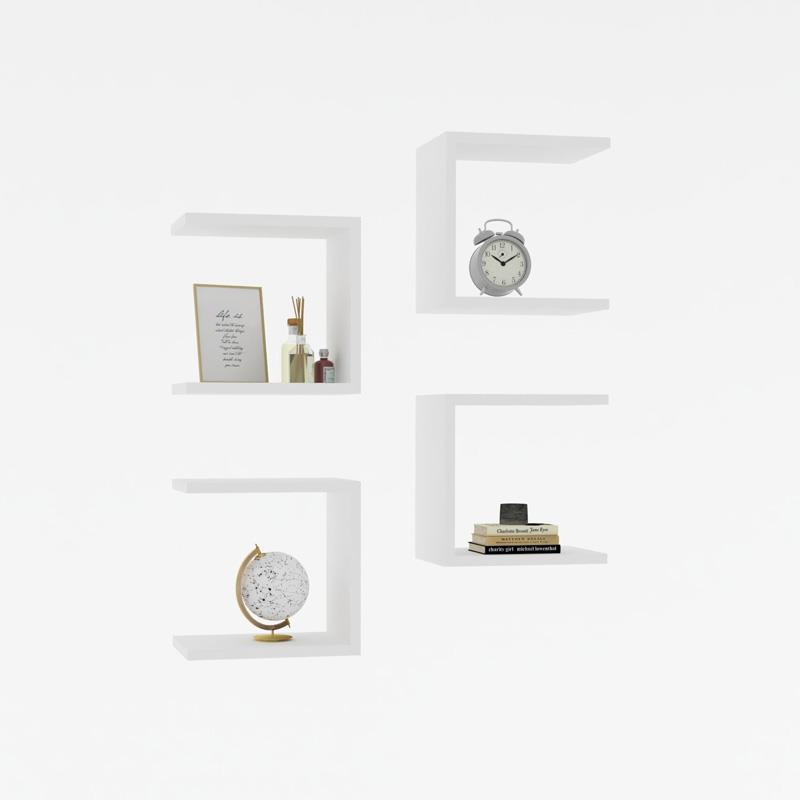 Ραφιέρα τοίχου Perari 4 τεμ. λευκό 30x19,6x30 εκ.