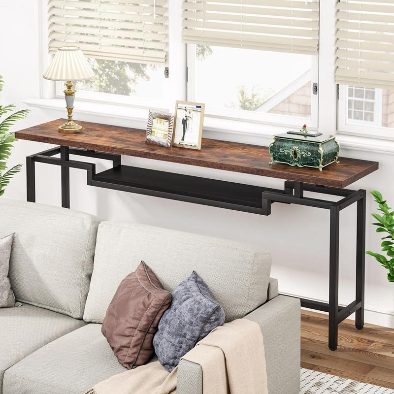 Κονσόλα Onole καρυδί - μαύρο μέταλλο 180x35x82 εκ.