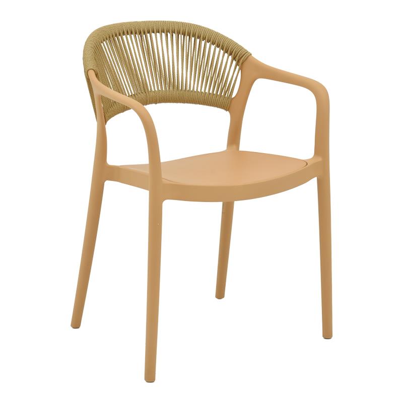 Καρέκλα - Πολυθρόνα Ankara στοιβαζόμενη pp cappuccino - μπεζ rattan 57x48x80 εκ.