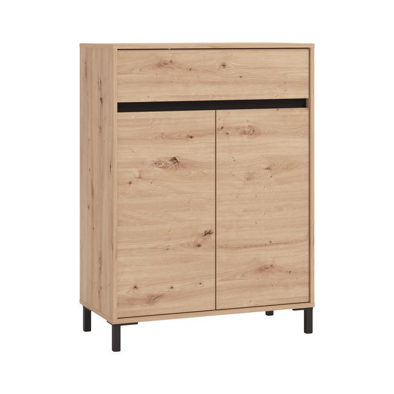 Παπουτσοθήκη Flannan 2K1F2V Artisan Oak - Μαύρο Ματ 80x40x110 εκ.