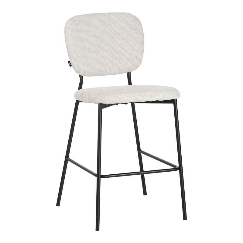 Σκαμπό μπαρ Cathair ύφασμα μπουκλέ μπεζ απόχρωση με μαύρα μεταλλικά πόδια 48x54x100 εκ.