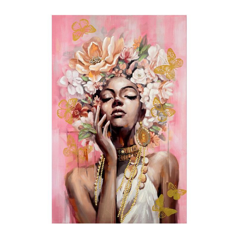 Πίνακας σε Καμβά FL0051 Fylliana Ρόζ - Καφέ - Χρυσό 80x3x120 εκ.