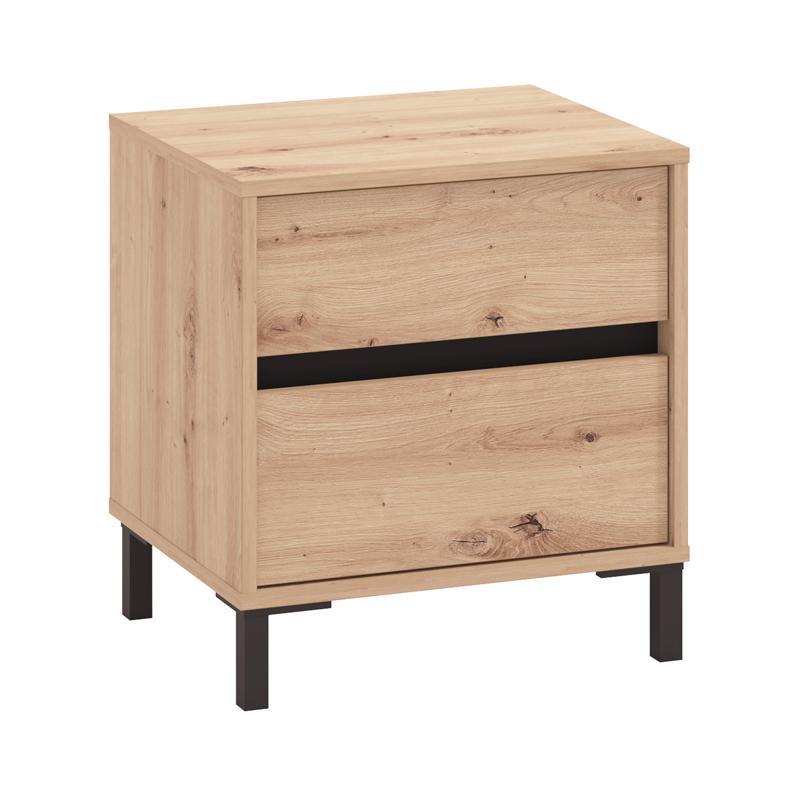 Κομοδίνο MARRON NO2F Artisan Oak - Μαύρο Ματ 48x40x52εκ.