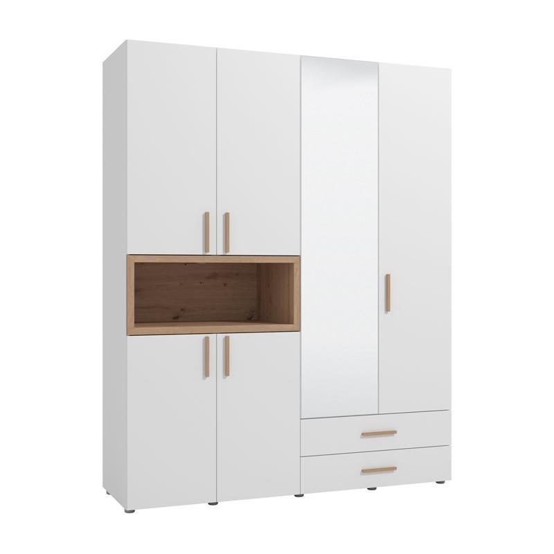 Ντουλάπα DONALD 4K2F1O Τετράφυλλη με Καθρέπτη Λευκό - Artisan Oak 179x57x227εκ. Ντουλάπα DONALD 4K2F1O Τετράφυλλη με Καθρέπτη Λευκό - Artisan Oak 179x57x227εκ.