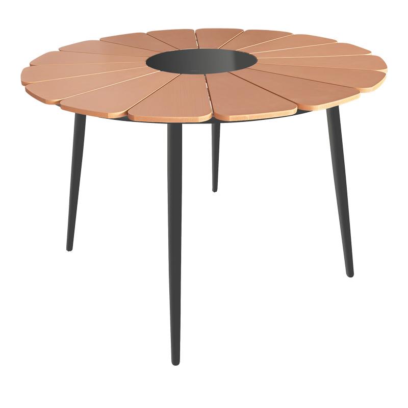 Τραπέζι Pinap Μαύρο Αλουμίνιο με Polywood Φυσικό Φ110x74εκ.