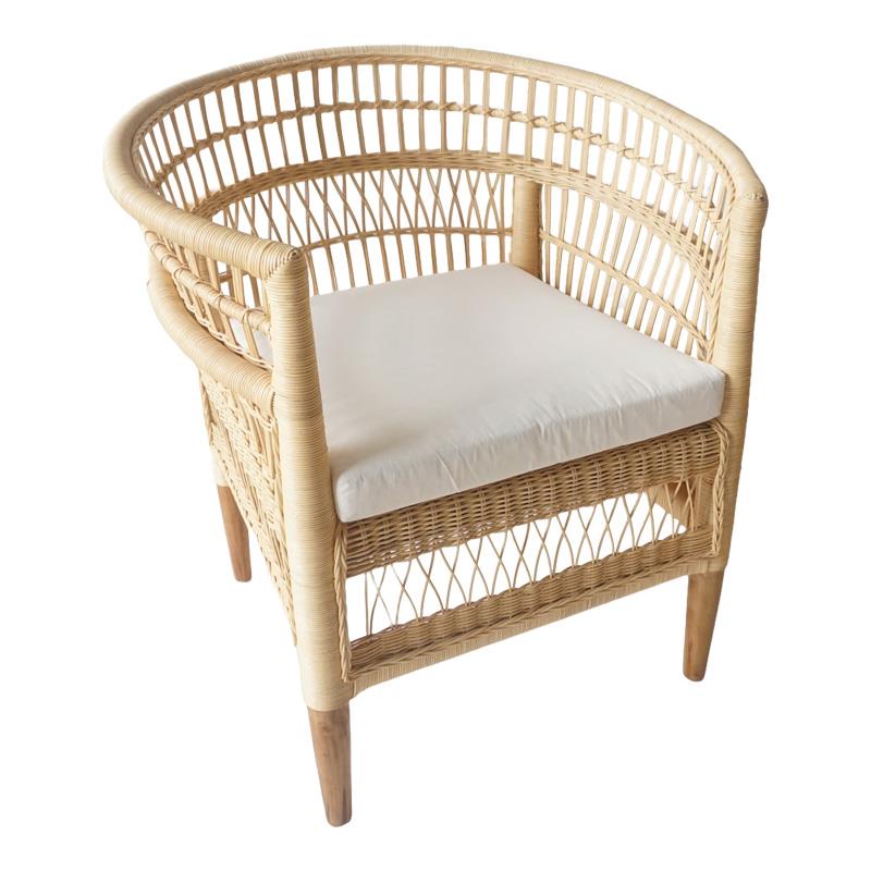 Πολυθρόνα Necorian Ξύλο Teak με PE Rattan σε Φυσικό χρώμα και Λευκό Μαξιλάρι 80x70x87εκ.