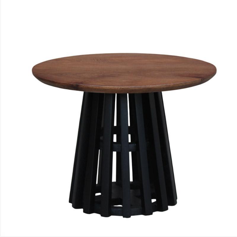 Τραπεζάκι σαλονιού Mekong Fylliana Στρόγγυλο Καφέ - Μαύρο Φ60x45εκ