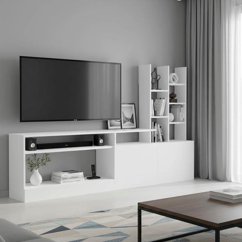 Σύνθετο σαλονιού Seruno σε λευκή απόχρωση 170x25x100εκ.