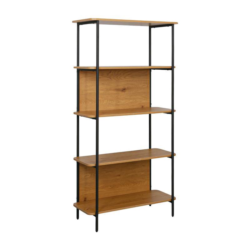 Βιβλιοθήκη - Ραφιέρα Μεταλλική FL2504-2 Fylliana Black-Oak χρώμα 60x36x158εκ