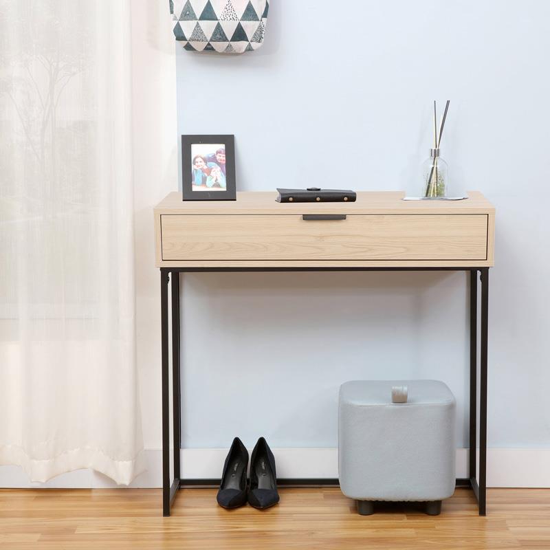 Κονσόλα Joumpa με συρτάρι σε φυσική απόχρωση με μαύρο μέταλλο 80x28x76.5εκ Κονσόλα Joumpa με συρτάρι σε φυσική απόχρωση με μαύρο μέταλλο 80x28x76.5εκ